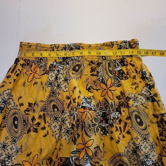Pure Energy Teired Bohemian Western Maxi Skirt Sunflower Yellow Brown Floral - Picture 9 of 10